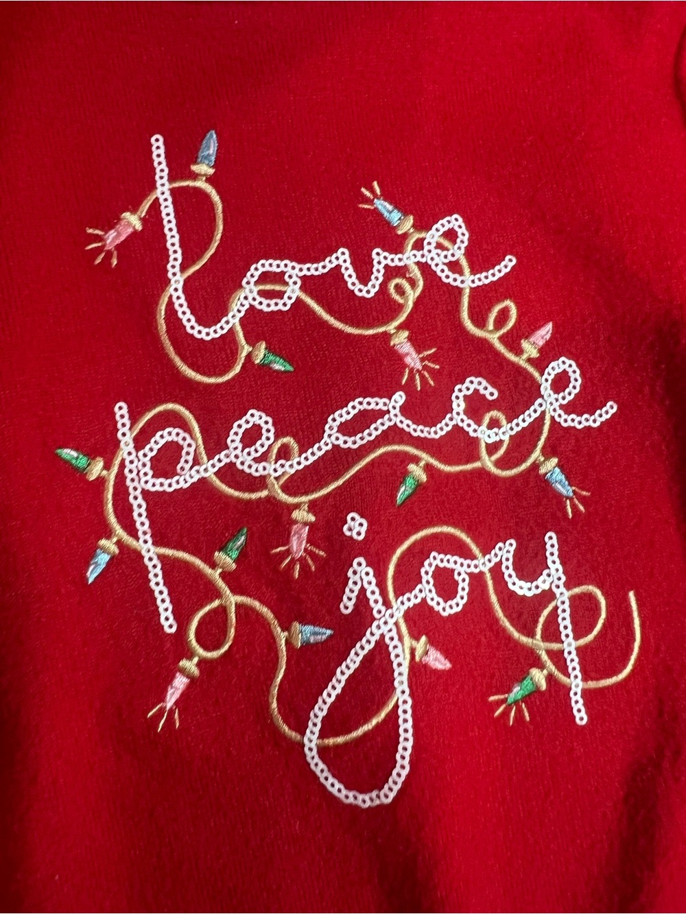 Little Lass Red Graphic 'Love Peace Joy' Holiday Tee